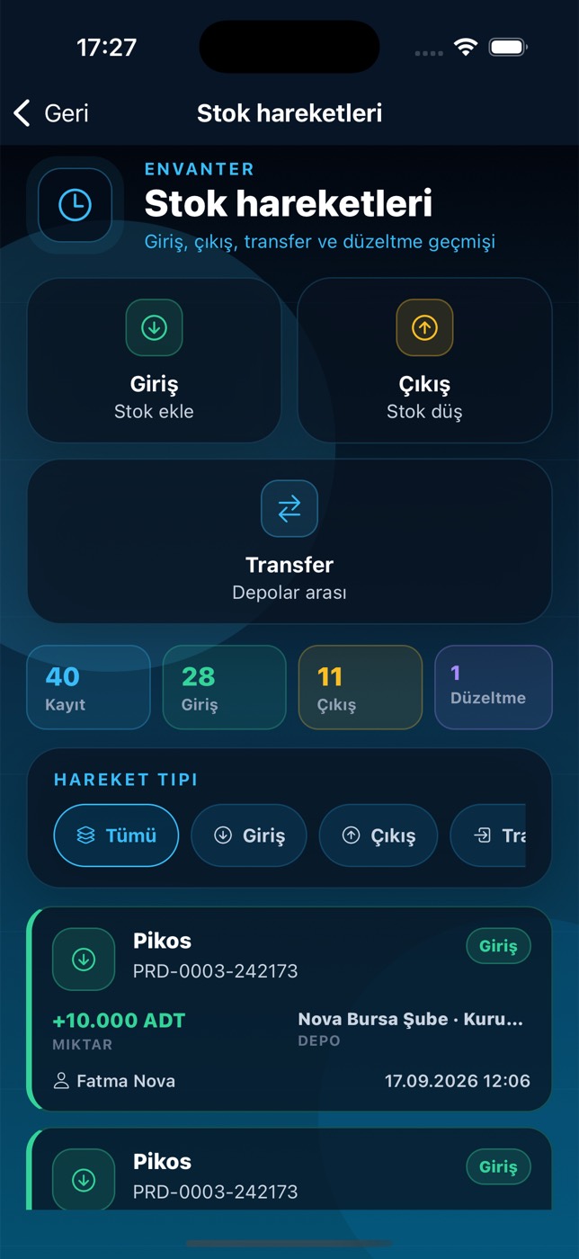 Stok hareketleri
